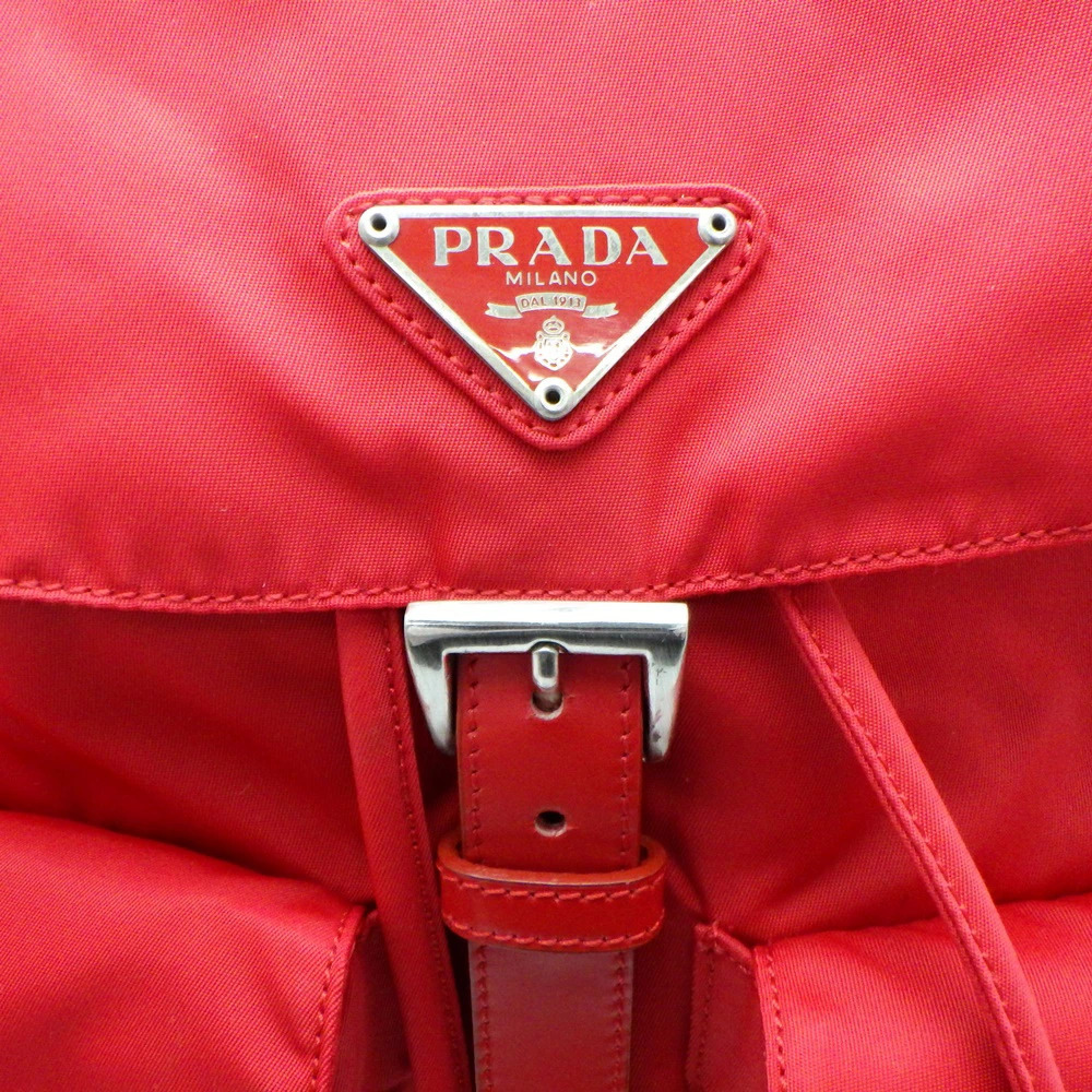 PRADA Backpack VELA ROSSO Red Triangle Plate - Picture 6 of 8